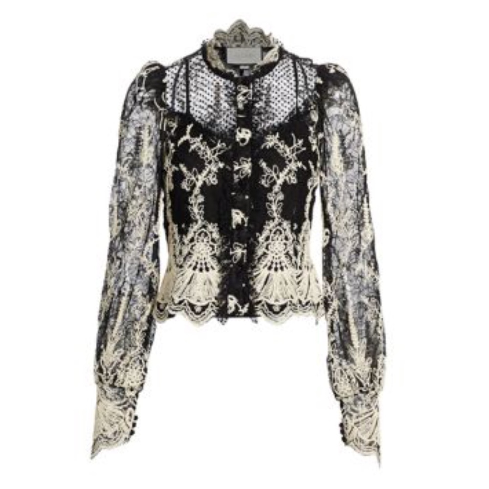 NWT Alexis Boda Embroidered Victorian Lace Puff Sleeve Top - Picture 2 of 10